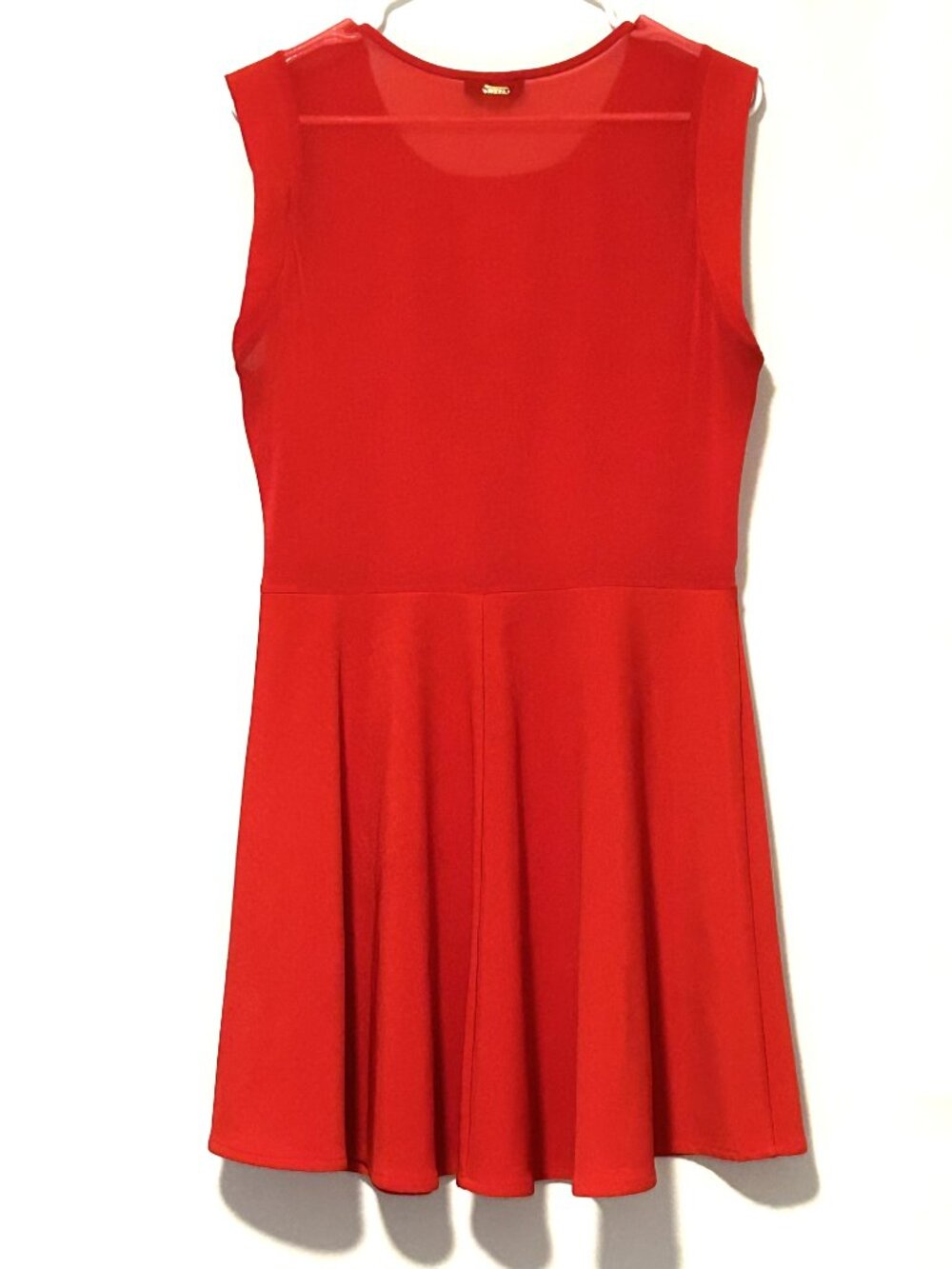 Bebe fit and flare red skater dress with mesh panel, size XL - Picture 3 of 4